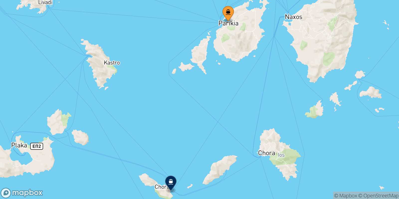 Mappa della rotta Paros Folegandros