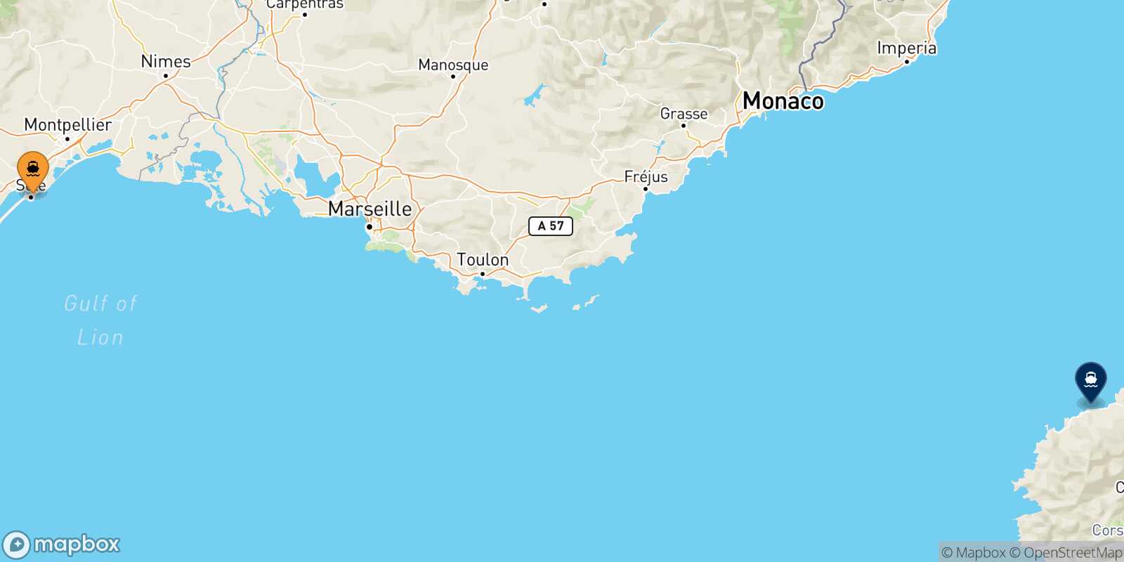 Mappa della rotta Sete Ile Rousse