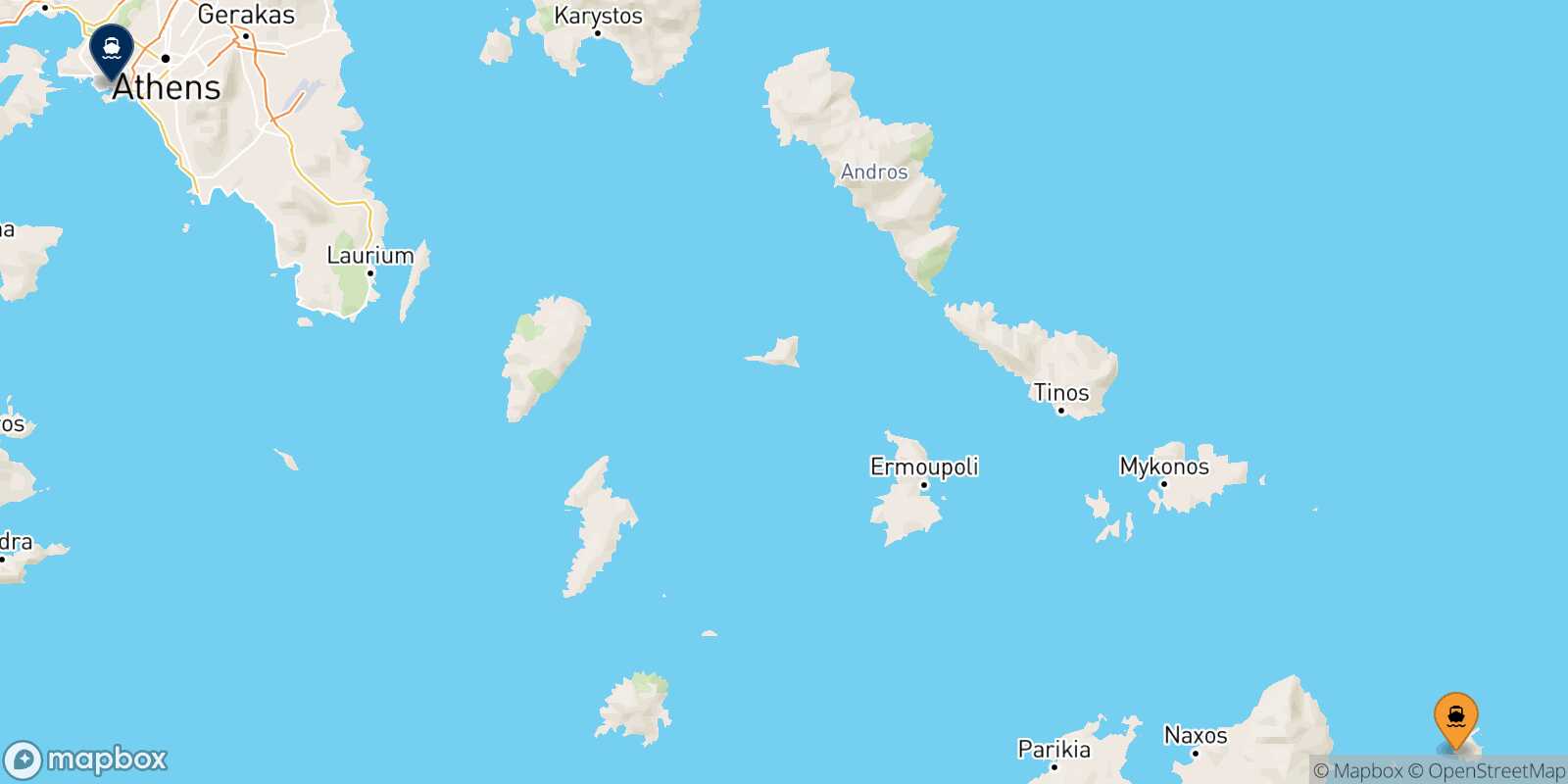 Mappa della rotta Donoussa Pireo