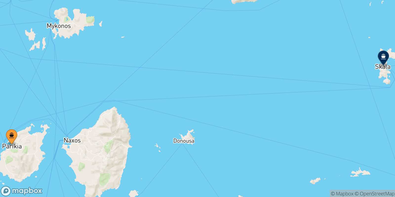 Mappa della rotta Paros Patmos