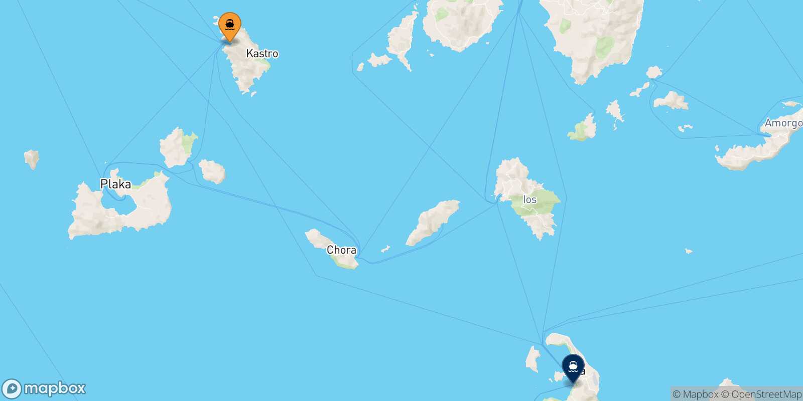 Mappa della rotta Sifnos Santorini