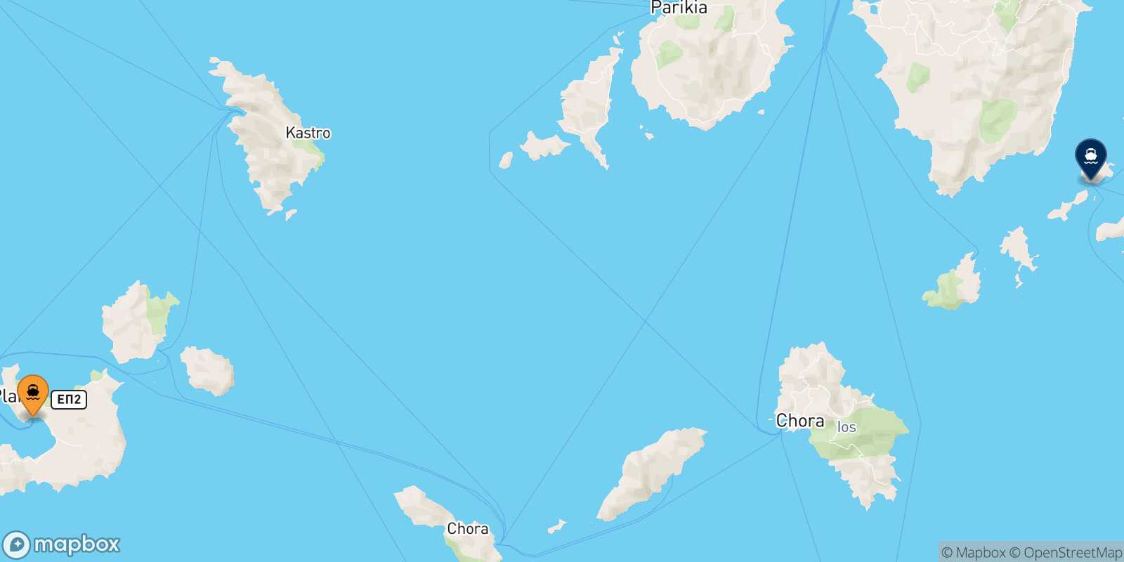 Mappa della rotta Milos Koufonissi