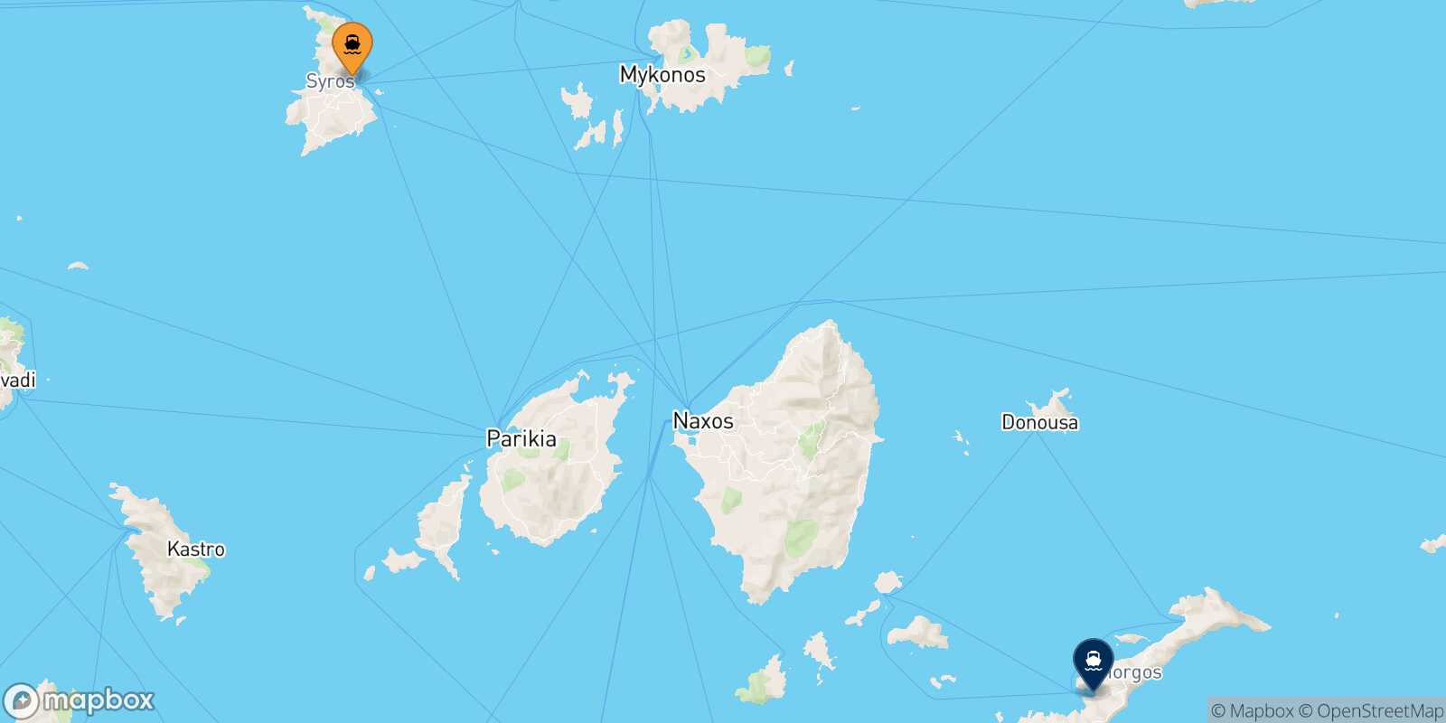 Mappa della rotta Syros Katapola (Amorgos)