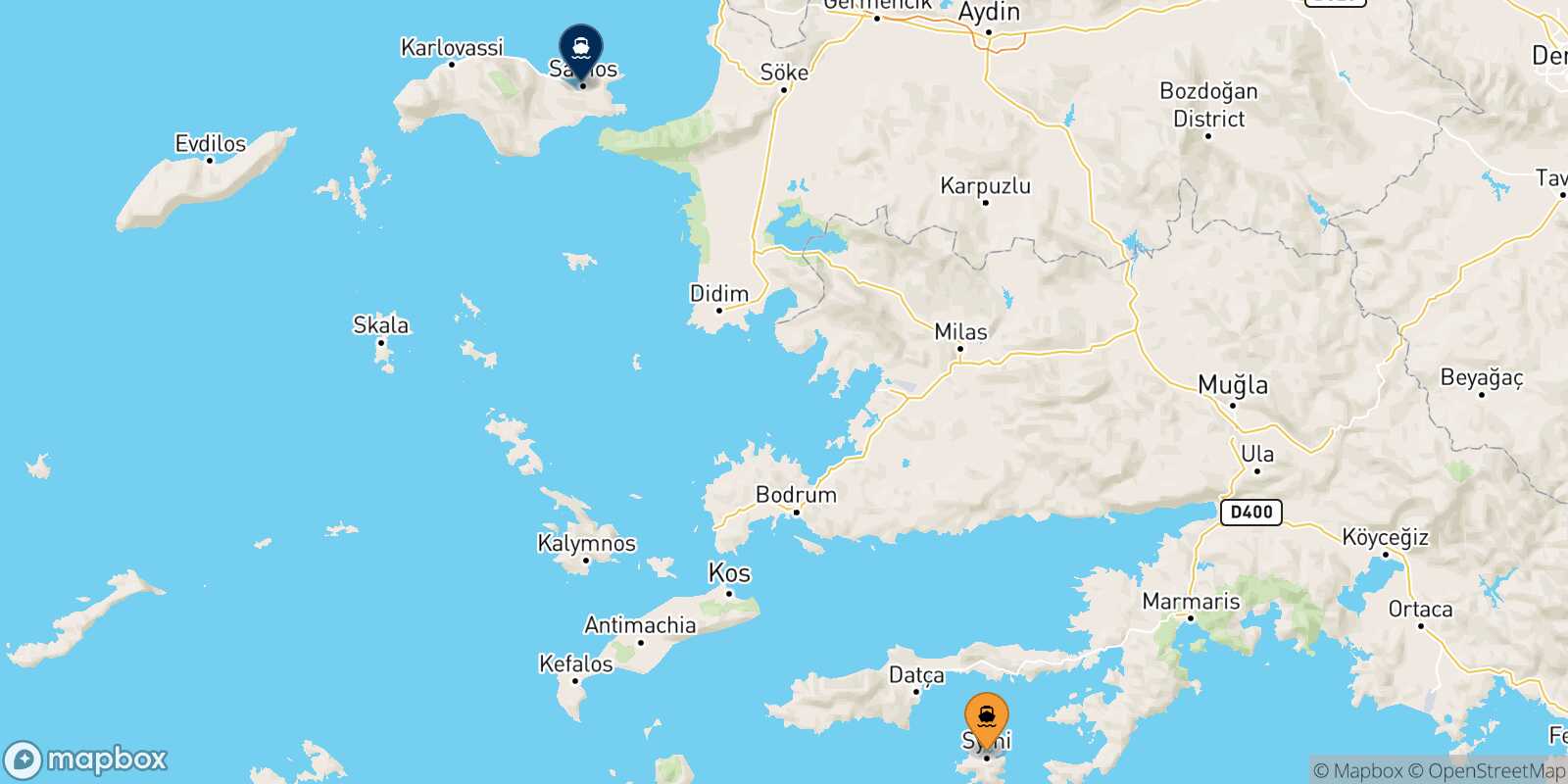 Mappa della rotta Symi Vathi (Samos)