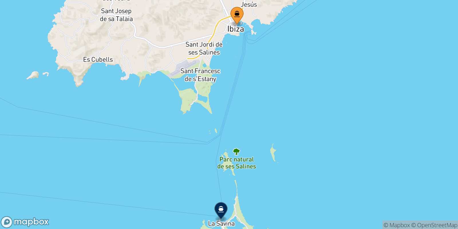 Mappa della rotta Ibiza Formentera